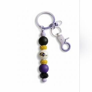 Baltimore Ravens Purple, Yellow, and Black Beaded Keychain